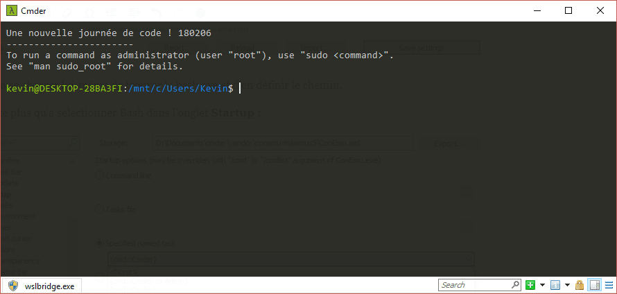 cli cmder avec bash wsl